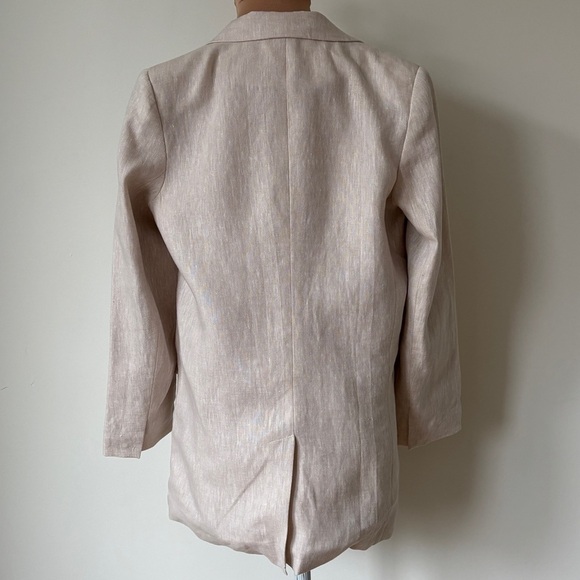 Emerson Fry Lee Beach Linen Cream Double Breasted Button Front Blazer EUC Size 2 - Picture 4 of 8